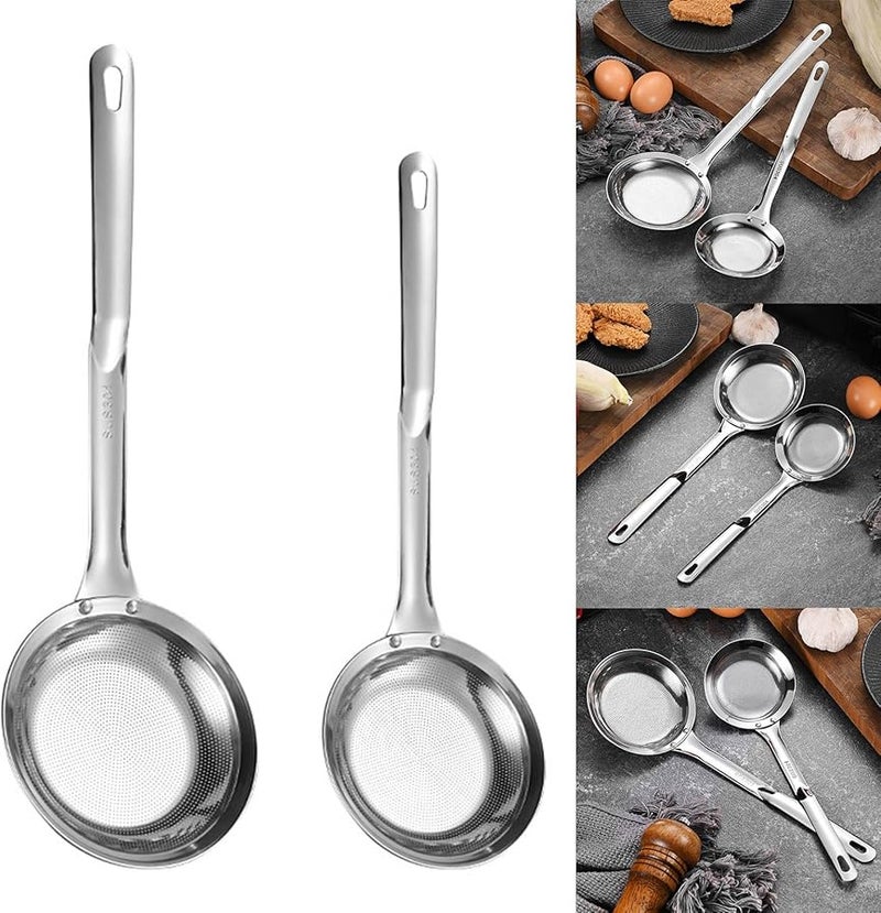 Large Stainless Steel Slotted Spoon Skimmer Durable Restaurant Cooking Utensil - Image 2